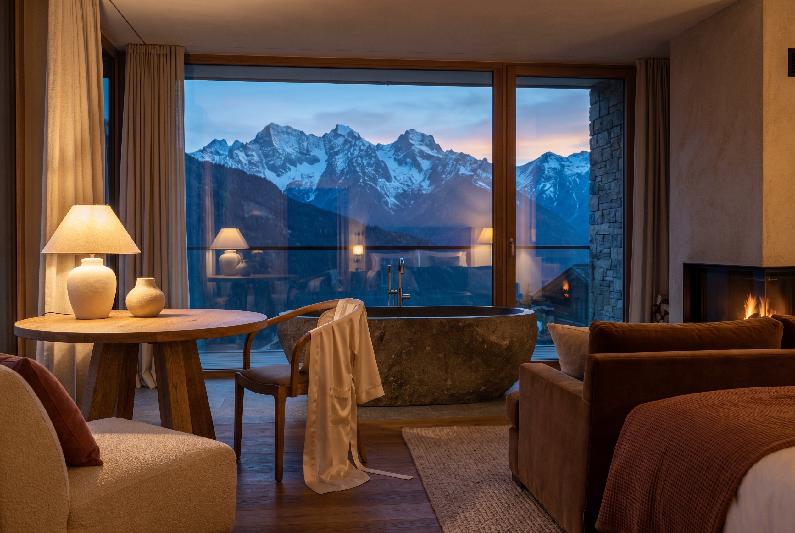Signature-Suite mit freistehender Wanne und Bergpanorama